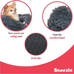 Snoozle Donut Hondenmand - Zacht En Luxe Hondenkussen - Wasbaar - Fluffy - Hondenmanden - 50cm - Grijs -Hondenartikelen Winkel 1200x1200 763