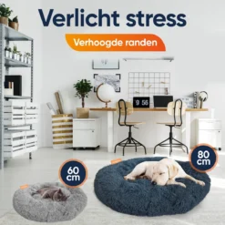 Happysnoots Hondenmand Met Rits - 80cm - Hondenbed - Donut Dog Bed - Fluffy - Grijs - Wasbaar -Hondenartikelen Winkel 1200x1200 807