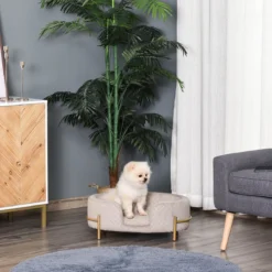 PawHut Huisdierenbank Hondenbank Kattenbank Zacht Rugleuning Metalen Poten Grijs D04-166 -Hondenartikelen Winkel 1200x1200 870