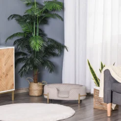 PawHut Huisdierenbank Hondenbank Kattenbank Zacht Rugleuning Metalen Poten Grijs D04-166 -Hondenartikelen Winkel 1200x1200 872