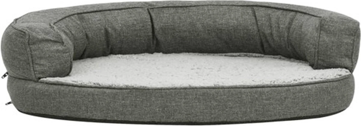 VidaXL Hondenbed Ergonomisch Linnen-look 75x53 Cm Fleece Grijs