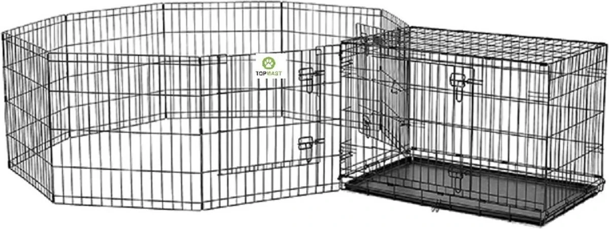 Topmast Puppyren Hond Opvouwbaar XL Zwart Gecoat Metaal. 76 Cm Hoog - 560 Cm Omtrek 1 Topmast Puppyren Hond Opvouwbaar XL Zwart Gecoat Metaal. 76 Cm Hoog - 560 Cm Omtrek