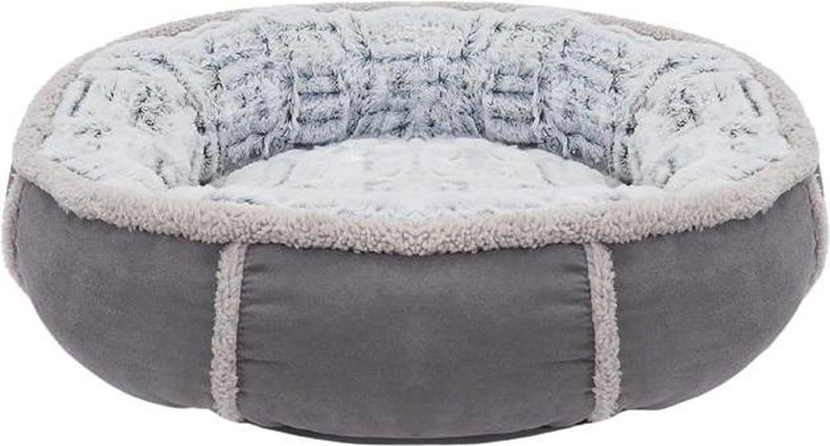 Rosewood Hondenmand Pluche Donut Grijs - 51X51X13 CM 1 Rosewood Hondenmand Pluche Donut Grijs - 51X51X13 CM