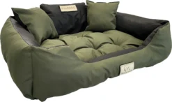 KingDog - Honden- En Kattenbed Met Twee Kussen - Wasbaar - Binnenmaat: 130x100m/ Buitenmaat: 145x115cm- Groen