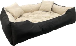 Ecco - Honden- En Kattenbed Met Kussen | Binnenmaat: 130x100 / Buitenmaat: 145x115cm - Beige / Zwart -Hondenartikelen Winkel 1200x717 2