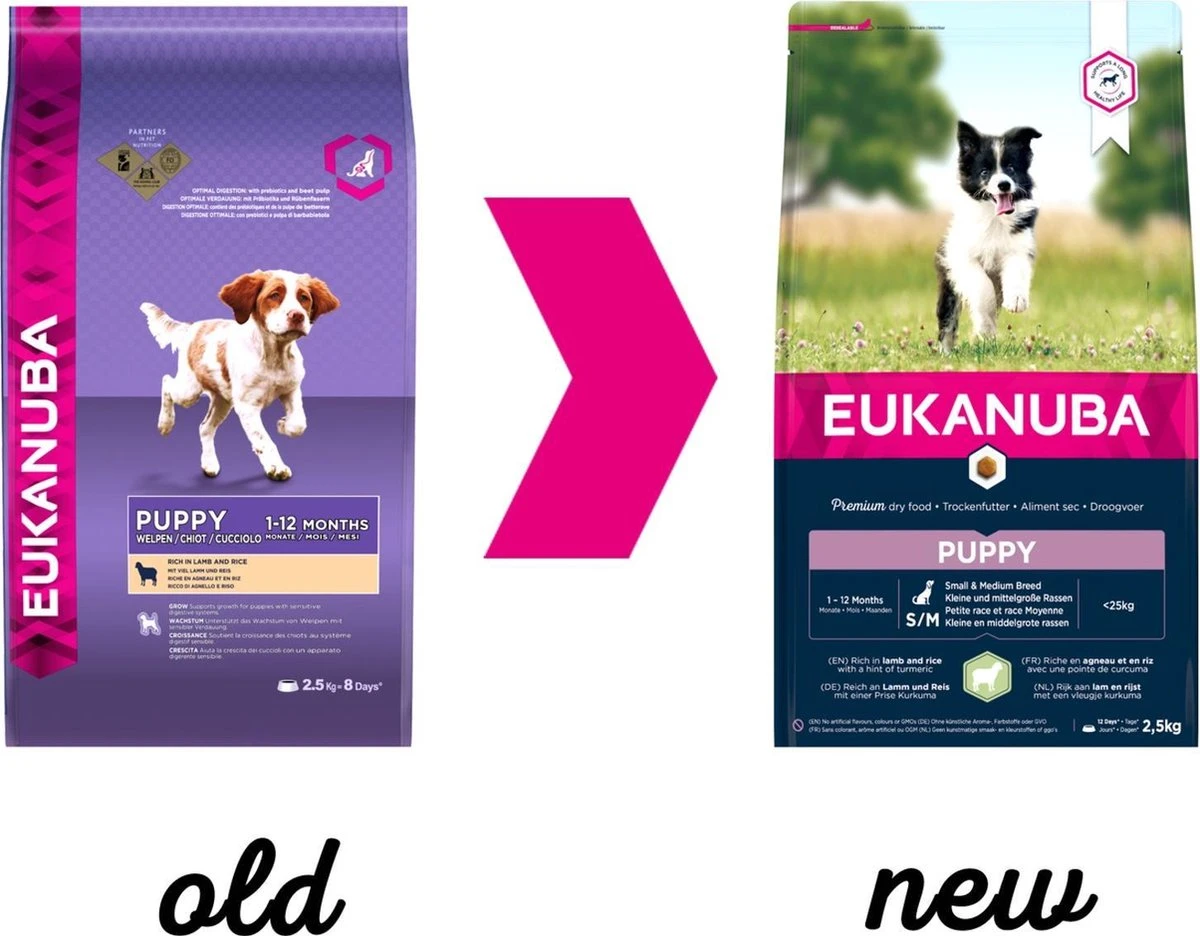 Eukanuba Puppy Small & Medium Breed | Lam,2.5 Kg 2 Eukanuba Puppy Small & Medium Breed | Lam,2.5 Kg - Afbeelding 2