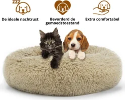 Behave Donut Hondenmand - Hondenkussen - Hondenbed - Kattenmand - Fluffy - Donut - 50cm - Beige -Hondenartikelen Winkel 1200x966 1