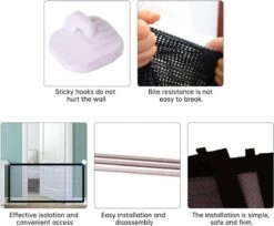 Merkloos ACE Pets – Oprolbaar Hondenrek Voor Binnen - Traphekje Hond Zonder Boren - Veiligheidshek Deurhekje - 180 X 72 Cm - Zwart -Hondenartikelen Winkel 1200x992 6