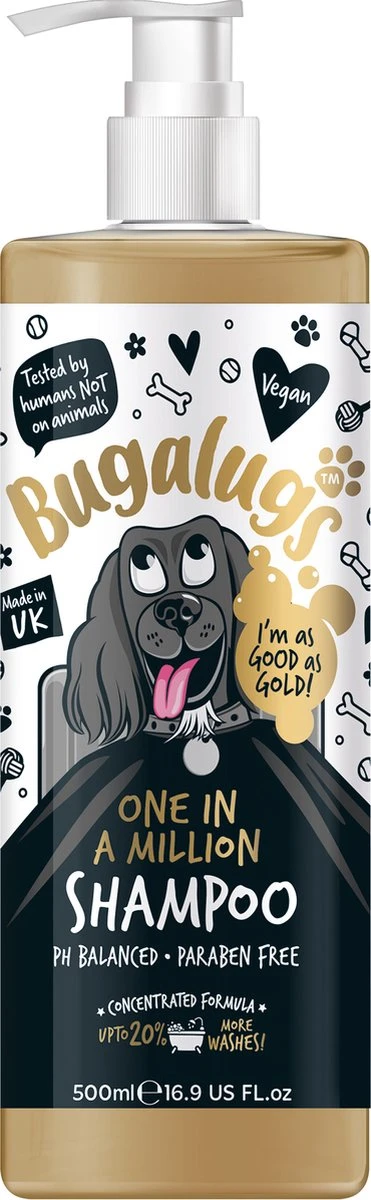 Bugalugs - Hondenshampoo - One In A Million - Alle Vachttypes - Fles Met Pompje - Vegan - 500 Ml 1 Bugalugs - Hondenshampoo - One In A Million - Alle Vachttypes - Fles Met Pompje - Vegan - 500 Ml