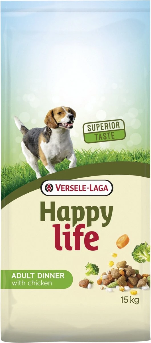 VERSELE-LAGA Happy Life Adult - Chicken Dinner - Hondenvoer - 15 Kg 1 VERSELE-LAGA Happy Life Adult - Chicken Dinner - Hondenvoer - 15 Kg