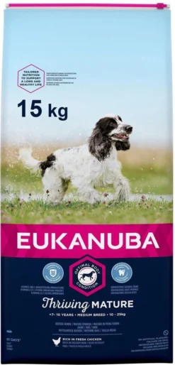 Eukanuba Dog Mature & Senior - Medium Breed - Kip - Hondenvoer - 15 Kg -Hondenartikelen Winkel 577x1200