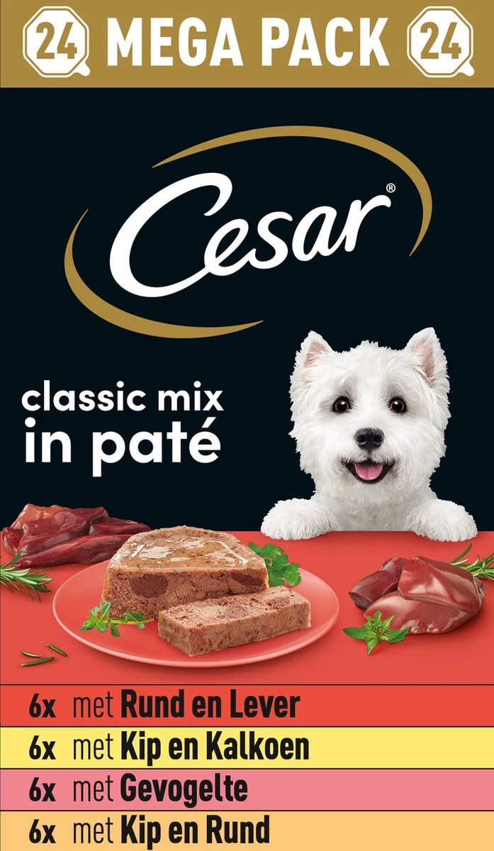 Cesar Classic Mix Paté Hondenvoer Maaltijdkuipjes 24 X 150 G 1 Cesar Classic Mix Paté Hondenvoer Maaltijdkuipjes 24 X 150 G