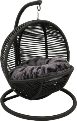 Merkloos Mini Hangstoel Swing Simba Kat / Hond Zwart | Grijze Kussen