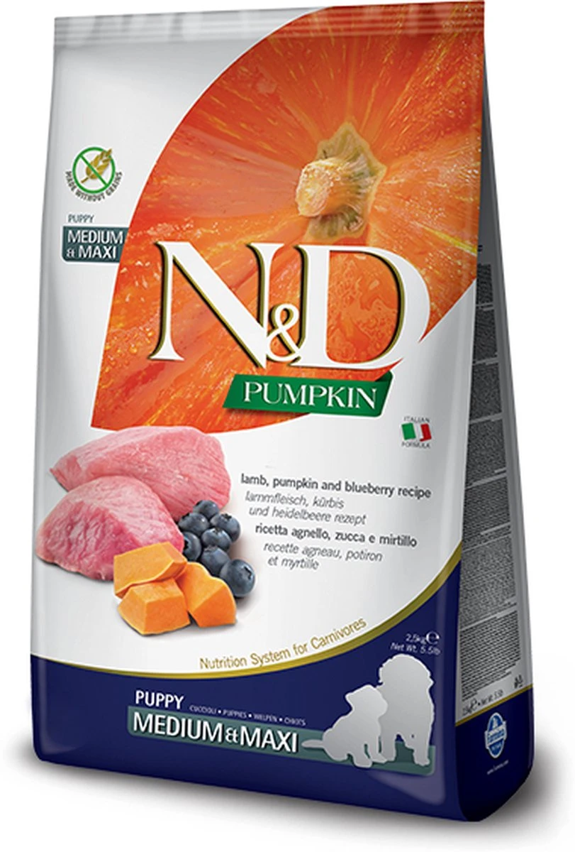 FARMINA N&D GF PUMPKIN DOG LAMB&BLUEBERRY PUPPY MEDIUM/MAXI 12kg 1 FARMINA N&D GF PUMPKIN DOG LAMB&BLUEBERRY PUPPY MEDIUM/MAXI 12kg