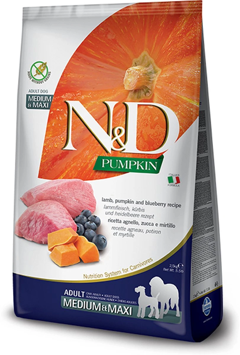 FARMINA N&D GF PUMPKIN DOG LAMB&BLUEBERRY ADULT MEDIUM/MAXI 12 KG 1 FARMINA N&D GF PUMPKIN DOG LAMB&BLUEBERRY ADULT MEDIUM/MAXI 12 KG
