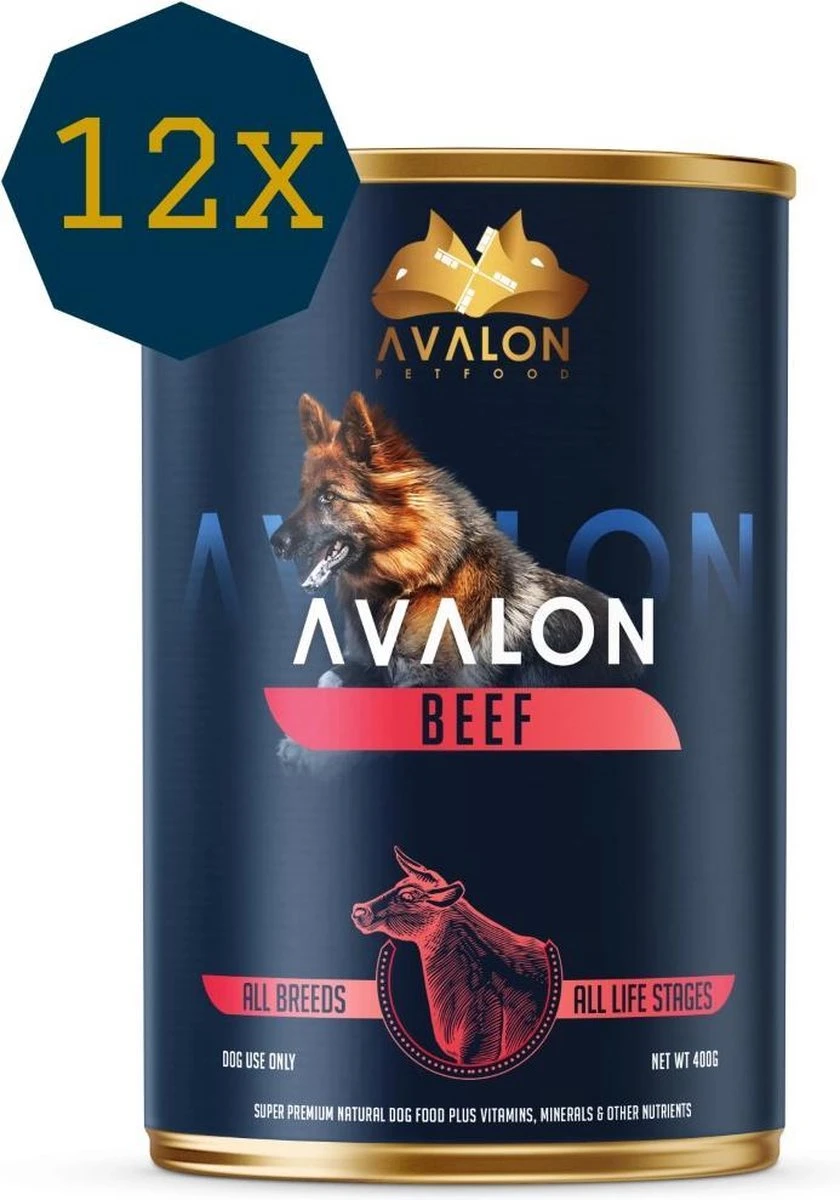 Avalon Petfood Dog Beef - Hondenvoer - 12 X 410g 1 Avalon Petfood Dog Beef - Hondenvoer - 12 X 410g