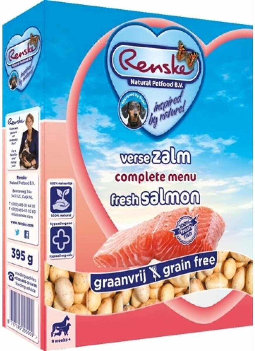 Renske Vers Vlees Zalm Graanvrij - Hondenvoer - 10 X 395 Gr 1 Renske Vers Vlees Zalm Graanvrij - Hondenvoer - 10 X 395 Gr