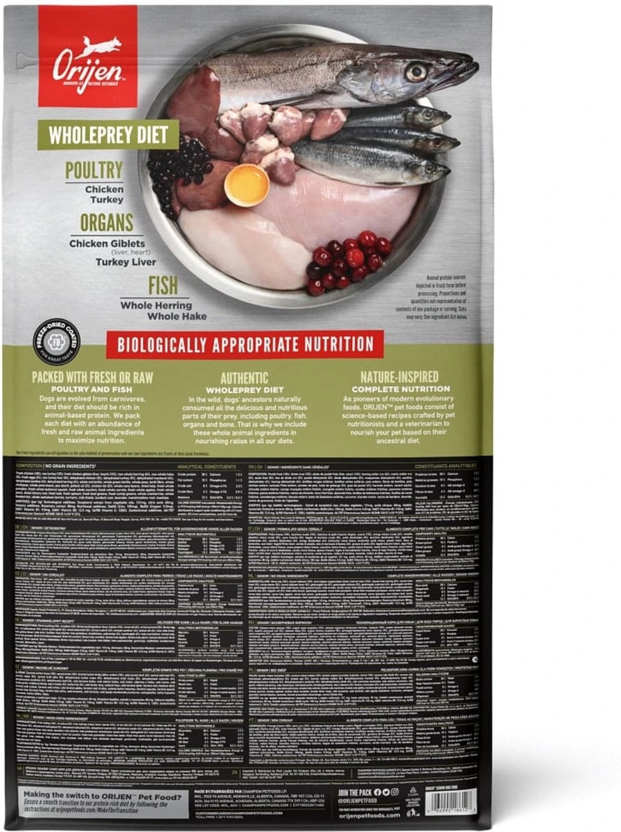 Orijen Whole Prey Senior Dog - Kip & Kalkoen - Hondenvoer - 11.4 Kg 7 Orijen Whole Prey Senior Dog - Kip & Kalkoen - Hondenvoer - 11.4 Kg - Afbeelding 7