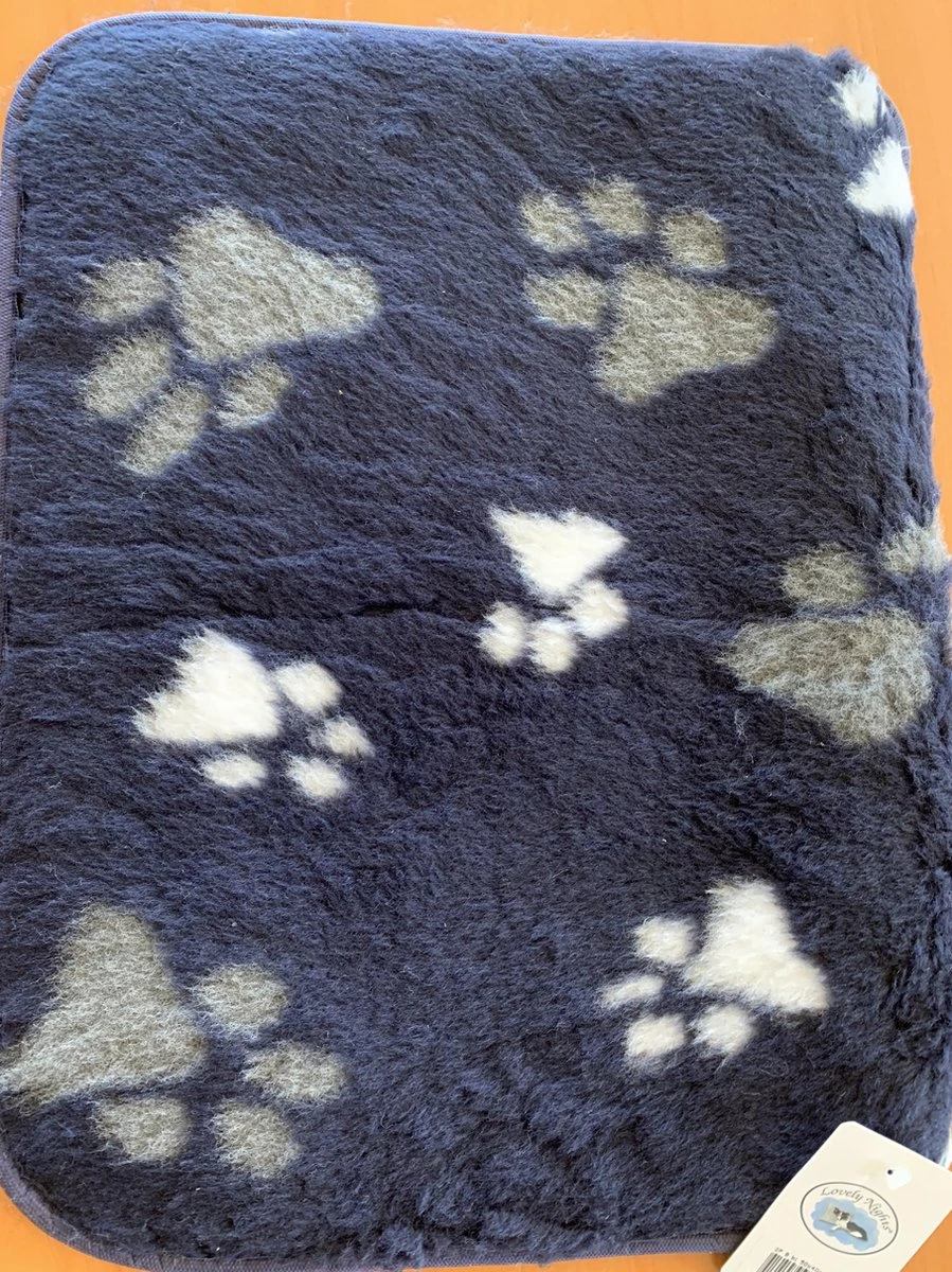 Lovely Nights Vetbed/kleed Blue With 2 Color Print Paw Met Bies 100x75 Rechthoek 3 Lovely Nights Vetbed/kleed Blue With 2 Color Print Paw Met Bies 100x75 Rechthoek - Afbeelding 3