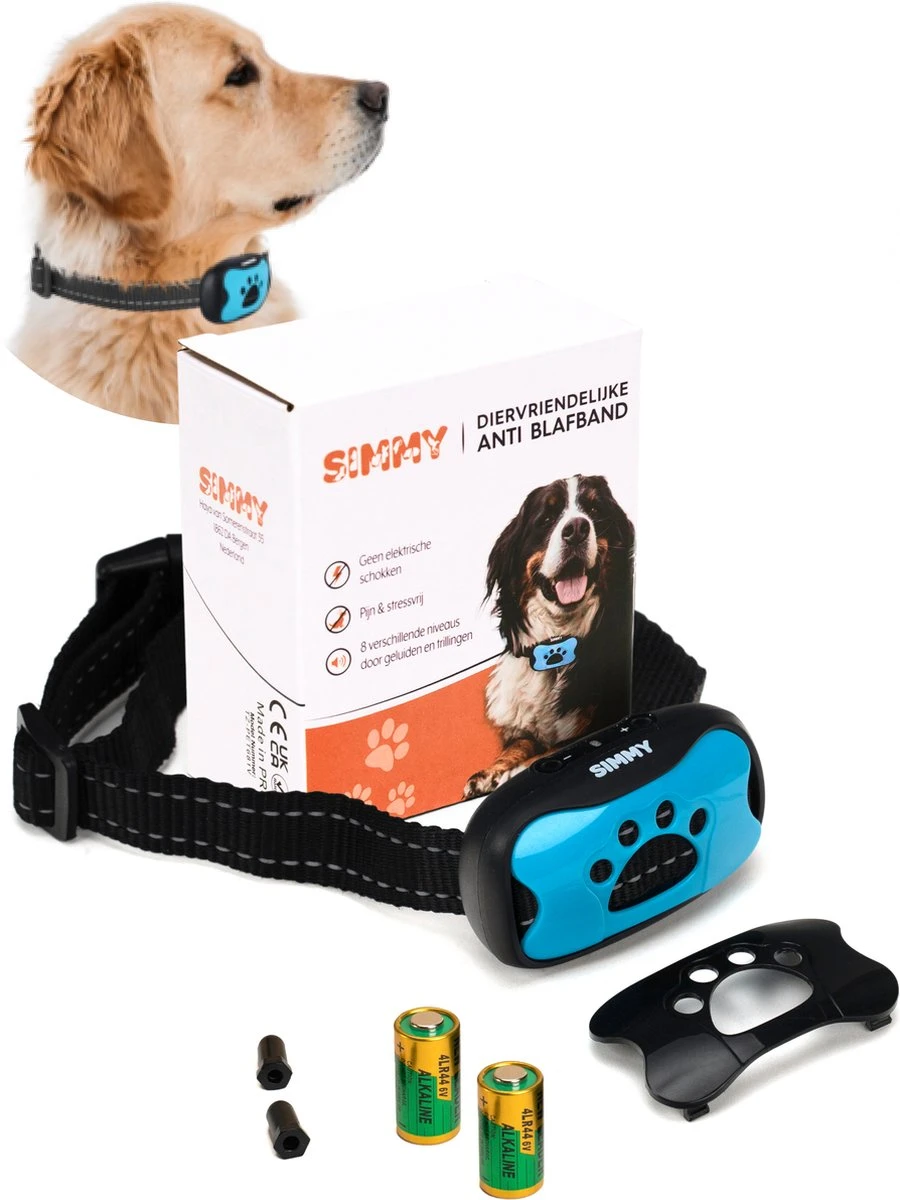 Simmy Anti Blafband - Diervriendelijke Opvoedingshalsband - Zwart En Blauw - Diervriendelijk - Zonder Schok - Anti Blaf Band Voor Grote En Kleine Honden 1 Simmy Anti Blafband - Diervriendelijke Opvoedingshalsband - Zwart En Blauw - Diervriendelijk - Zonder Schok - Anti Blaf Band Voor Grote En Kleine Honden