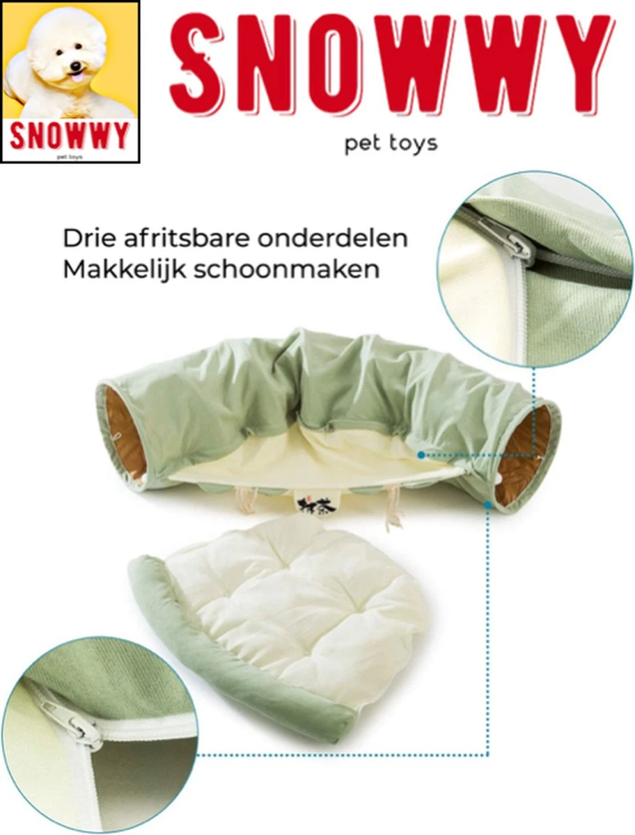 SNOWWY - Kattentunnel Met Kattenmand In één - Origineel En Uniek Design - Kattenhuis - Kattenhuis - Kat Kussen - Kattenbed - Matcha Groen 2 SNOWWY - Kattentunnel Met Kattenmand In één - Origineel En Uniek Design - Kattenhuis - Kattenhuis - Kat Kussen - Kattenbed - Matcha Groen - Afbeelding 2