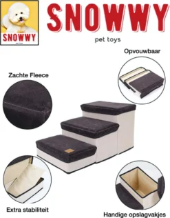 SNOWWY - Hondentrap Met Opslagruimte - Honden Loopplank Met Handige Opslagvakje - Hondenloopplanken - Inklapbaar - Huisdier Opstap - Hondentrapje - Grijs -Hondenartikelen Winkel 938x1200 3