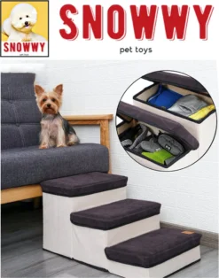 SNOWWY - Hondentrap Met Opslagruimte - Honden Loopplank Met Handige Opslagvakje - Hondenloopplanken - Inklapbaar - Huisdier Opstap - Hondentrapje - Grijs -Hondenartikelen Winkel 945x1200 2