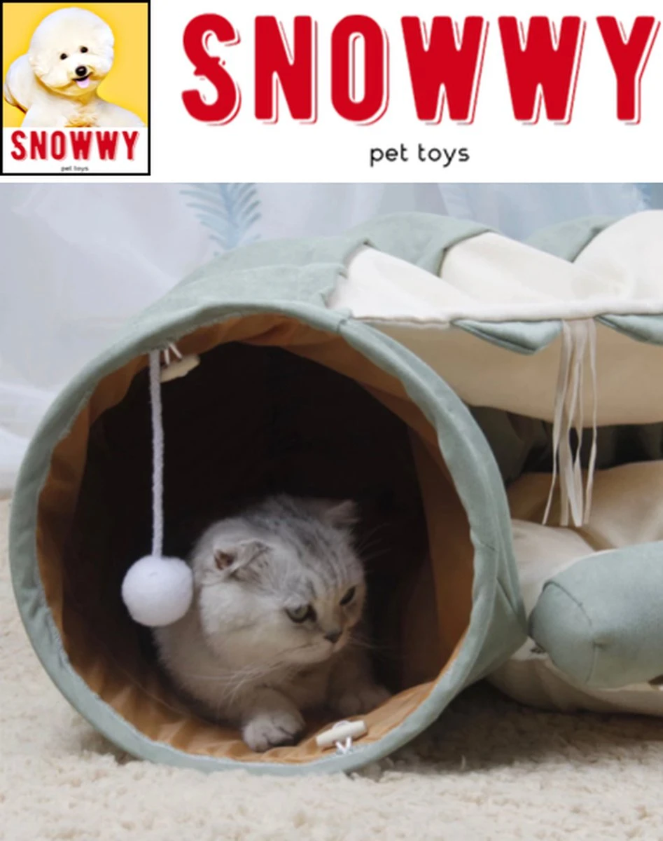 SNOWWY - Kattentunnel Met Kattenmand In één - Origineel En Uniek Design - Kattenhuis - Kattenhuis - Kat Kussen - Kattenbed - Matcha Groen 5 SNOWWY - Kattentunnel Met Kattenmand In één - Origineel En Uniek Design - Kattenhuis - Kattenhuis - Kat Kussen - Kattenbed - Matcha Groen - Afbeelding 5