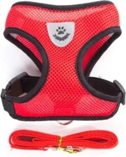 Hondentuig- Hondentuigjes Kleine Hond-hondentuigjes Puppy-Kattenspeeltjes-kat-dog-Kattenharnas-kattentuigje -kattentuigje Met Looplijn-maat M-Rood