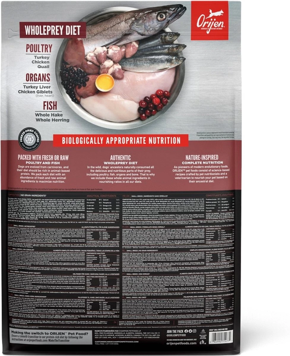 Orijen Whole Prey Small Breed (4,5 KG) 6 Orijen Whole Prey Small Breed (4,5 KG) - Afbeelding 6