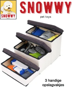 SNOWWY - Hondentrap Met Opslagruimte - Honden Loopplank Met Handige Opslagvakje - Hondenloopplanken - Inklapbaar - Huisdier Opstap - Hondentrapje - Grijs -Hondenartikelen Winkel 999x1200 2